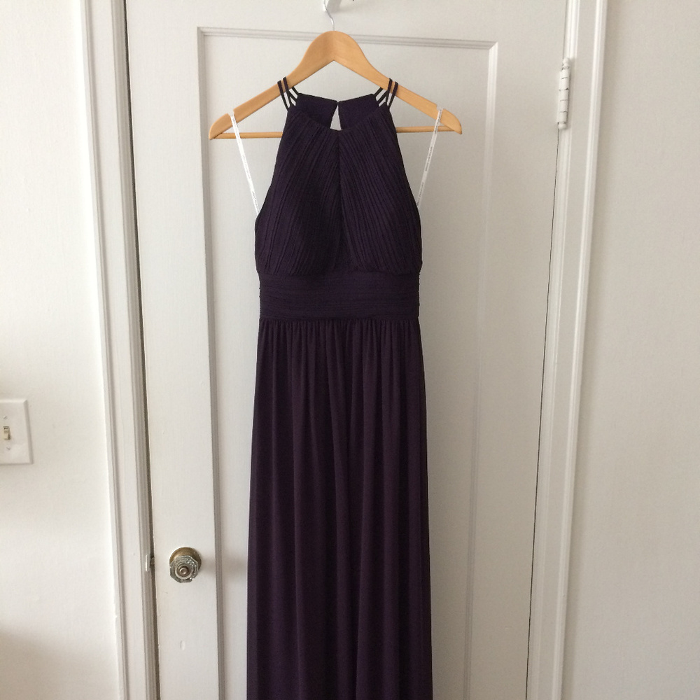 Samantha Paige Plum Chiffon Long Bridesmaid Dress
